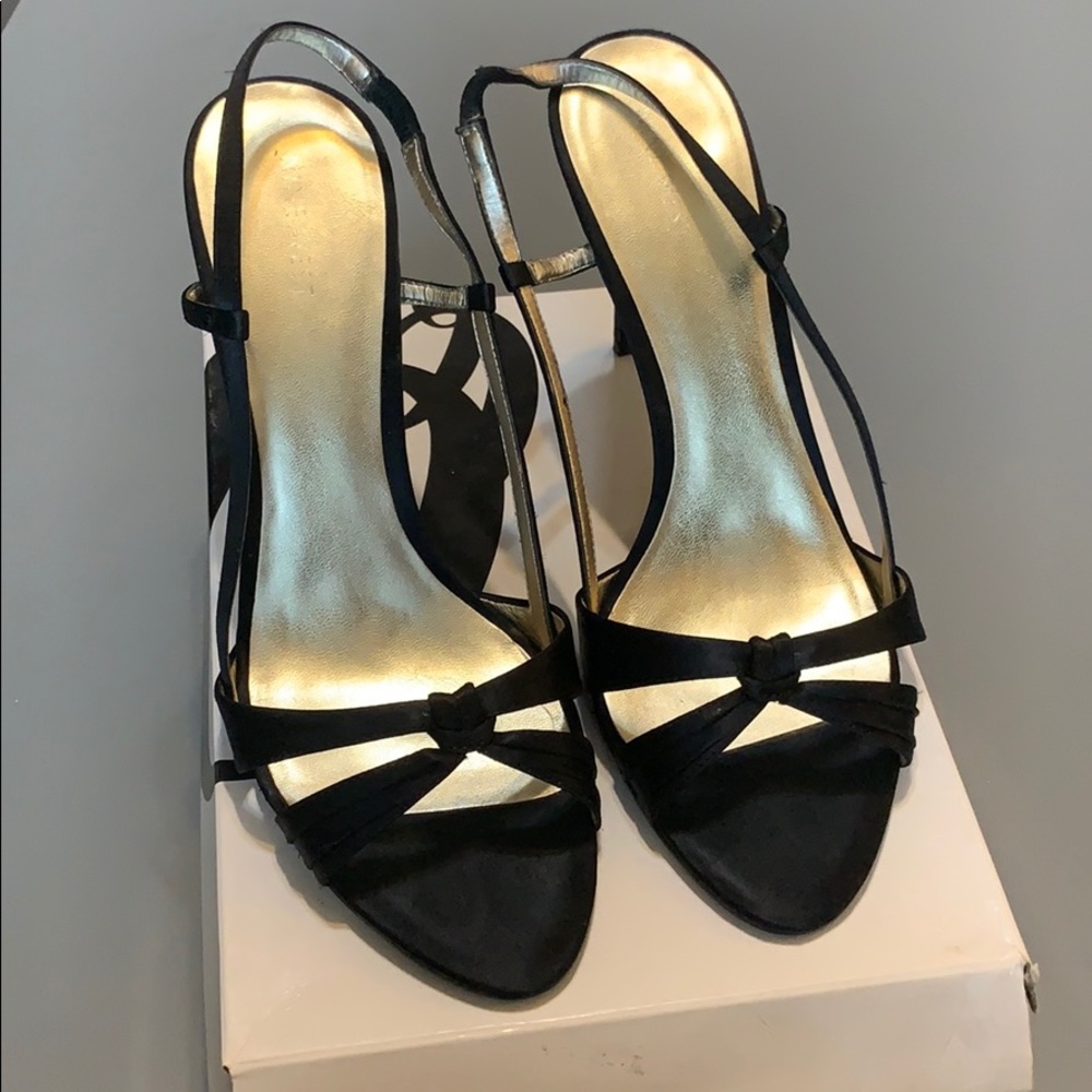 Nine West Reedy Black Satin Slingback Sandals